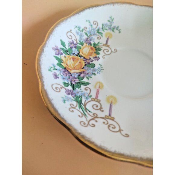 Vintage Queen Anne England Tea cup and saucer set Happy Anniversary - Picture 14 of 16